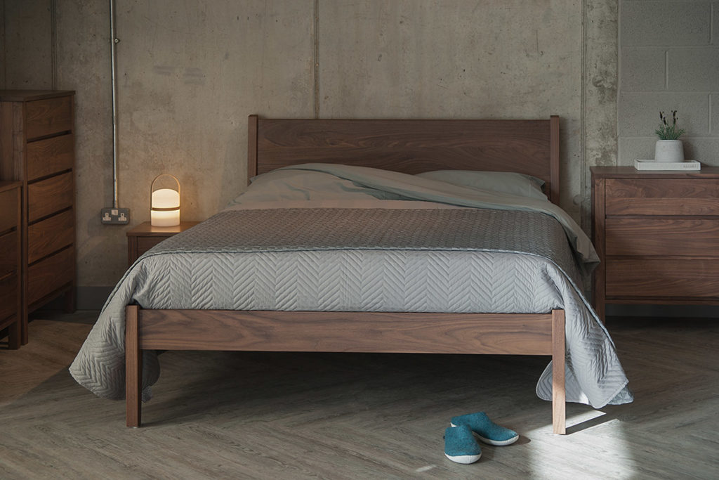 Zanskar classic wooden bed in solid walnut