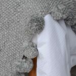 Grey Pom Pom Knitted Throw