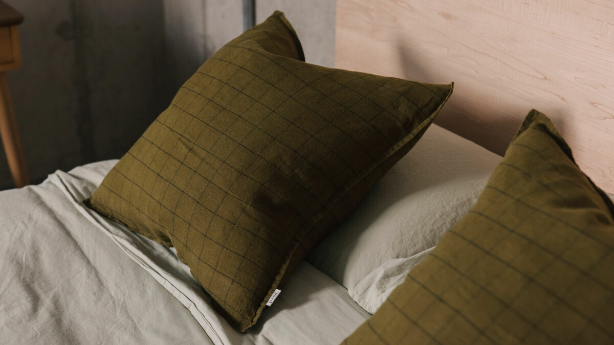 warm khaki check cushions