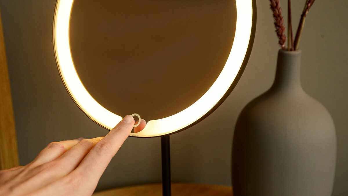 LED magnifying mirror touch on/off button