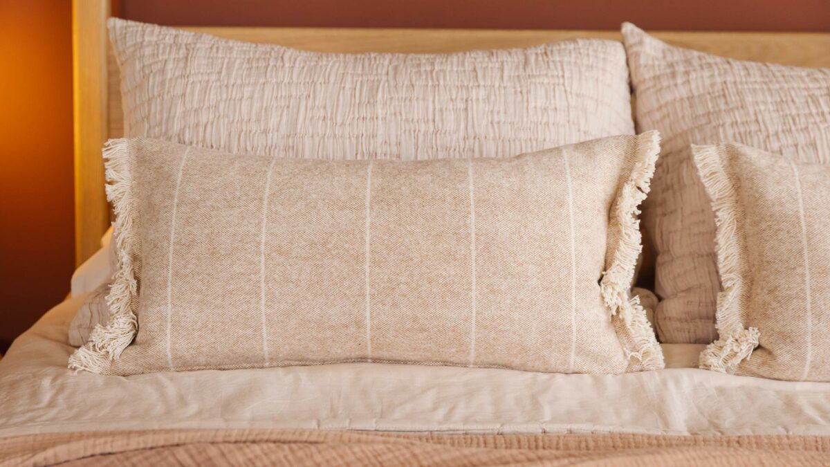 warm pink clay cushion