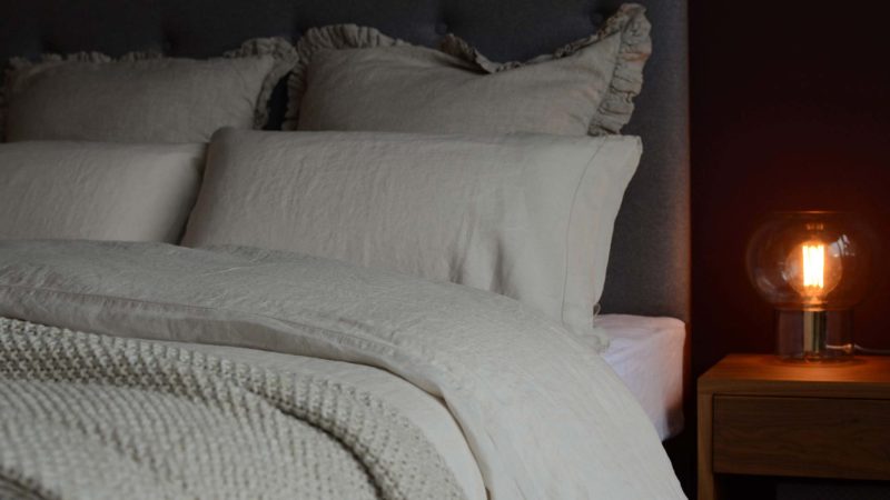 vintage wash-linen-limestone-bedding-with-also-home-linen-cushions