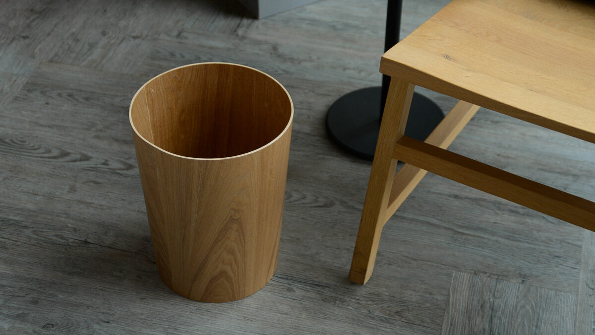 waste paper bin oak vaneer