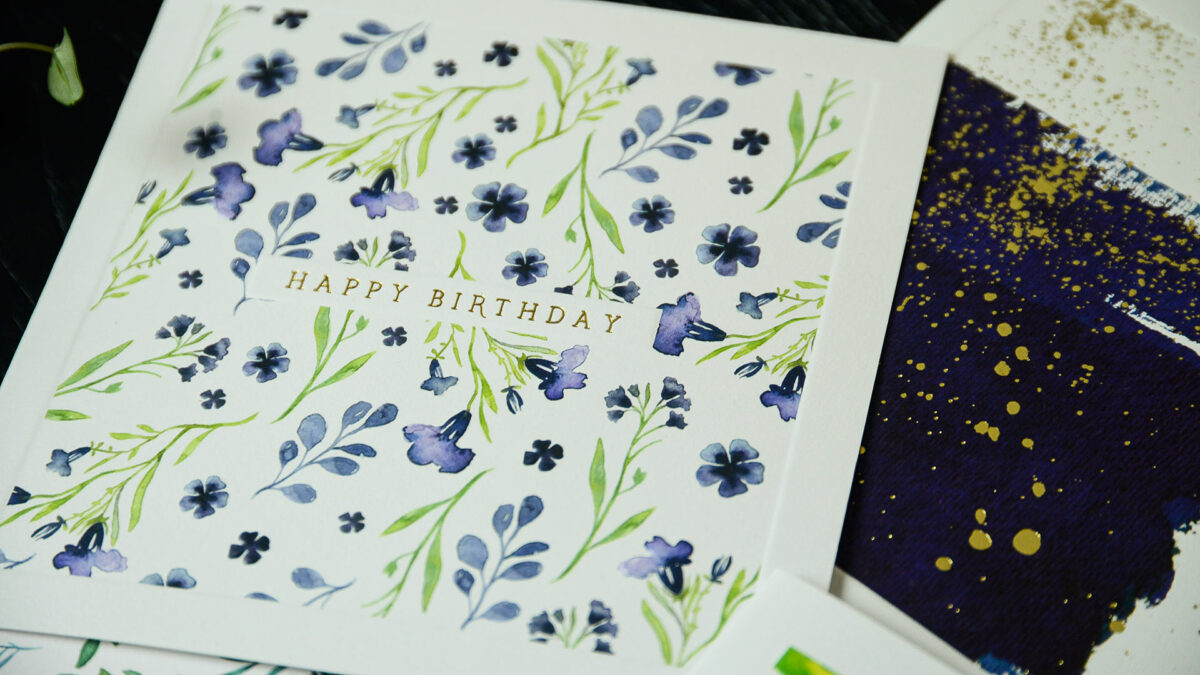 set of nature inspired pretty birthday cards