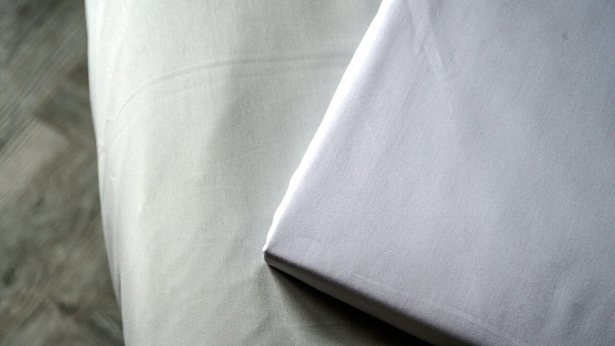 white and mineral grey bedding