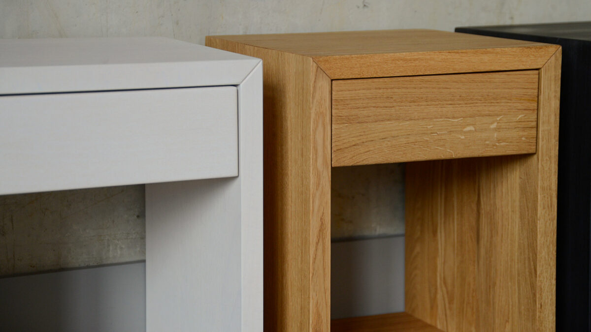 white birch and oak small wall mounted drawer table