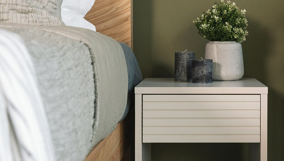 white birch bedside table with drawer portrait