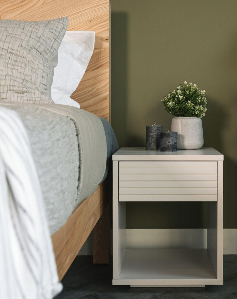 white finish Birch bedside table with drawer