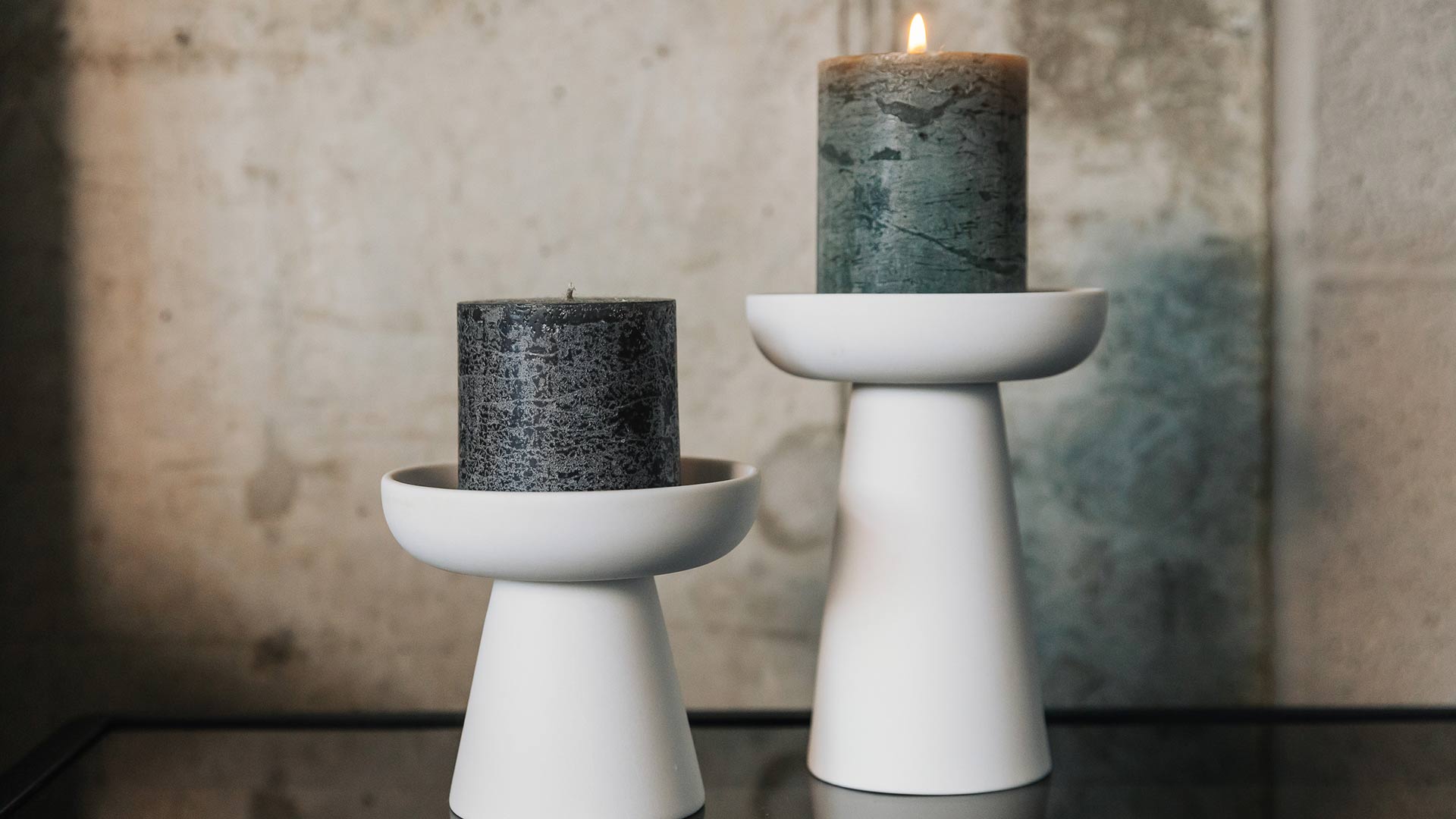 ceramic candle holders in two sizes