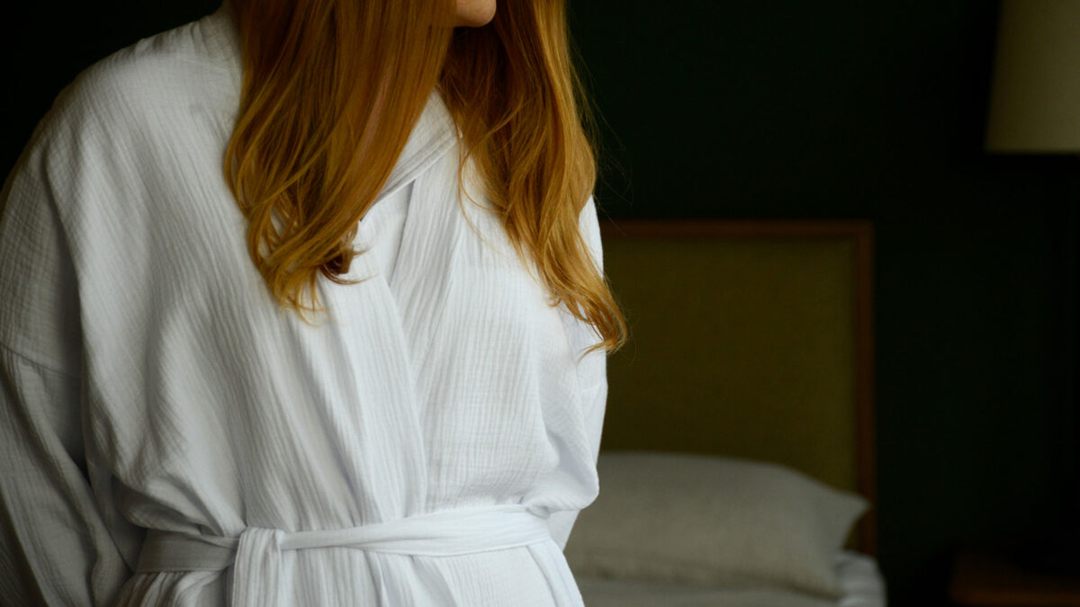 white cotton robe