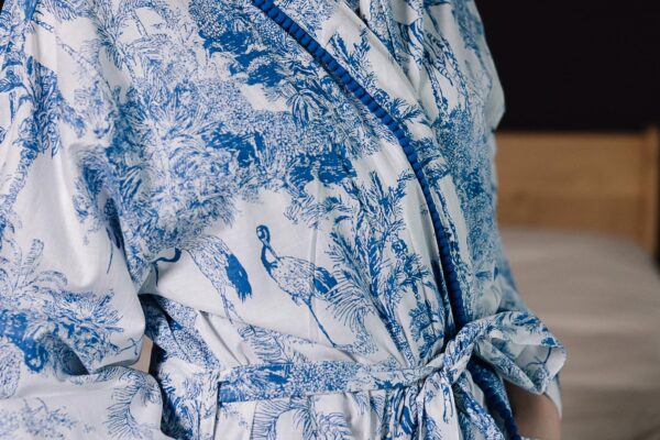 Blue & White Jungle Print Robe