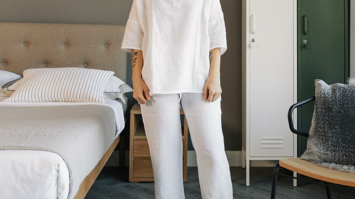 white linen womens payjamas 1400