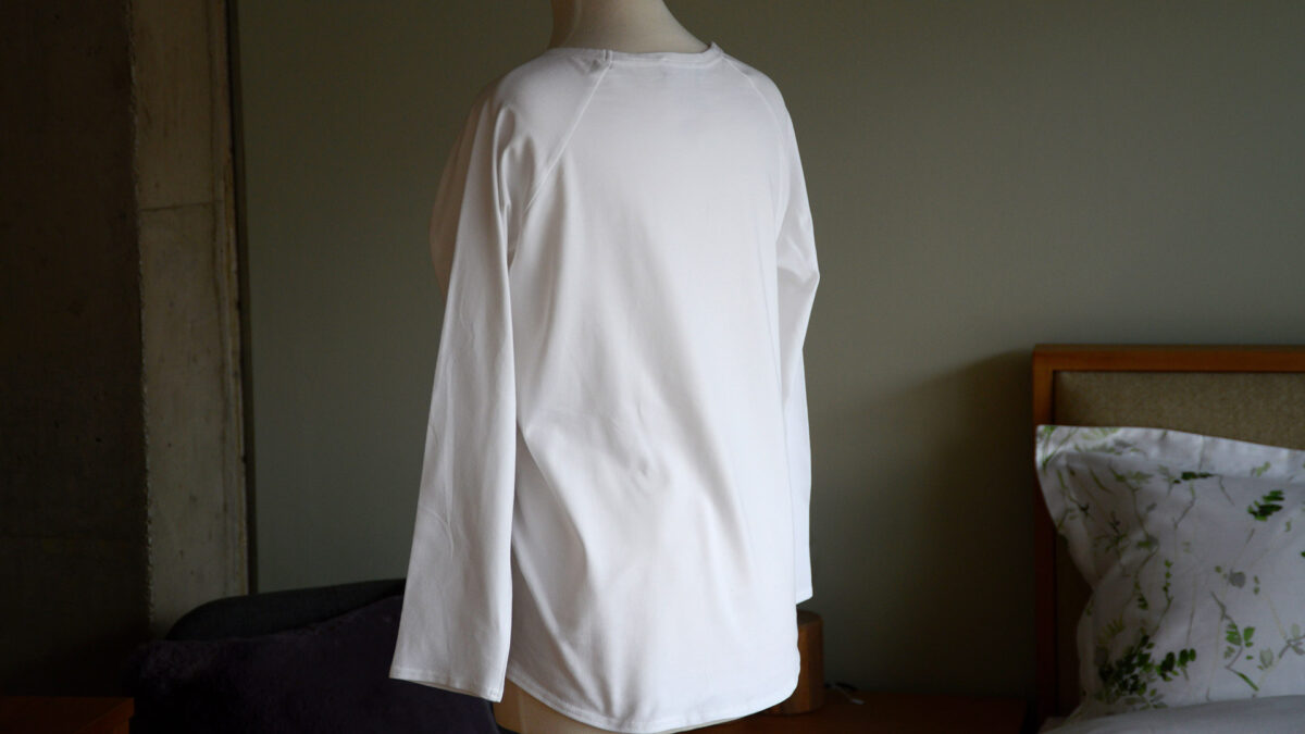 white raglan sleeve top - back view