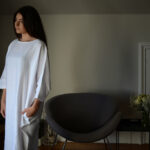 White linen slouch dress