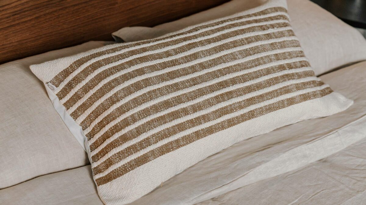 striped neutral tones cushion