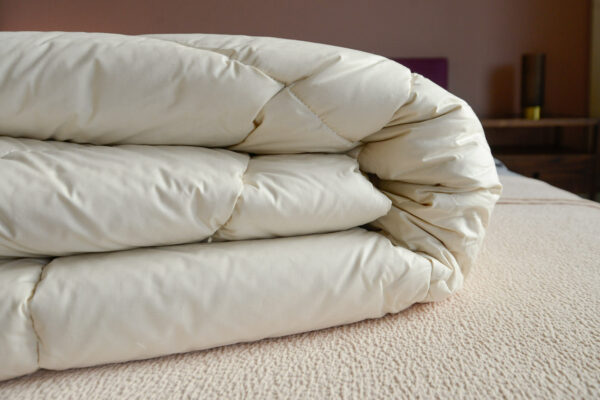 Anti-allergenic and natural wild silk filled duvet with organic cotton cover