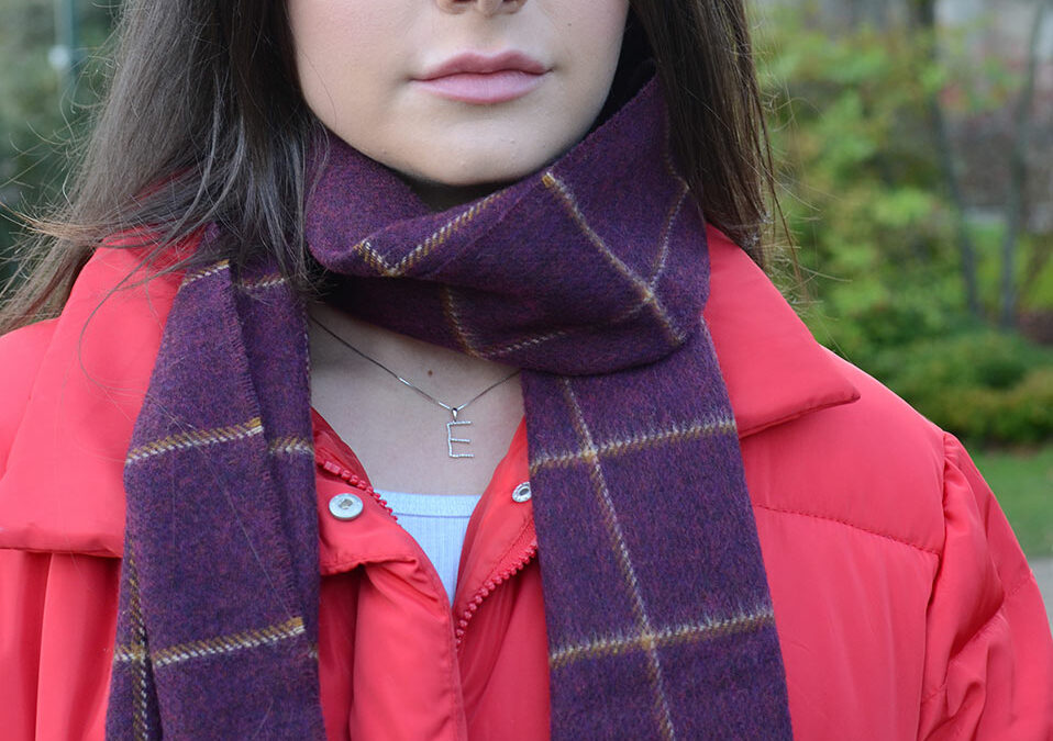 Bronte Windowpane Scarf Burgundy