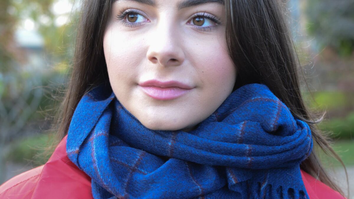 Bronte Windowpane Scarf Blue
