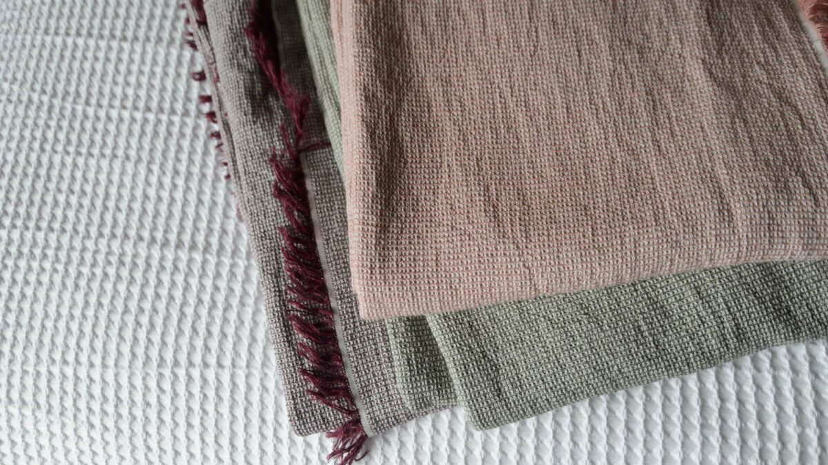 textured weave cotton and linen throws in 3 colour options