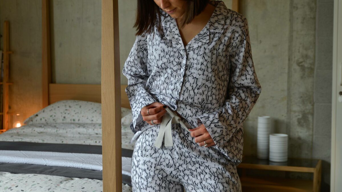 luxury cotton pyjamas with catkins print