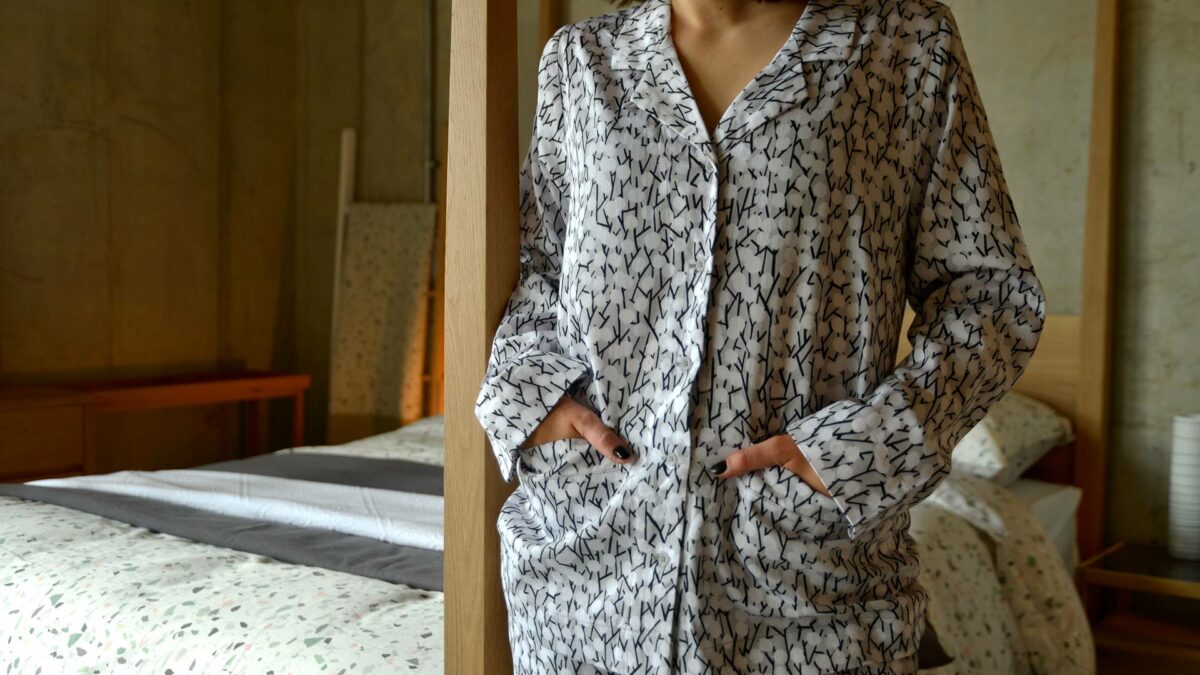 winter catkins print cotton pj set