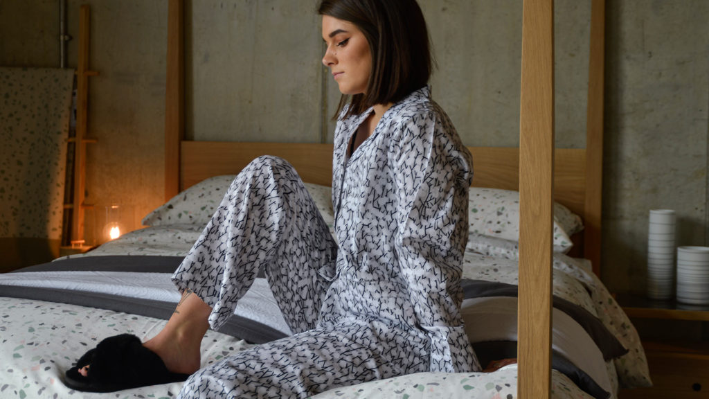 luxury cotton pyjamas with catkins print