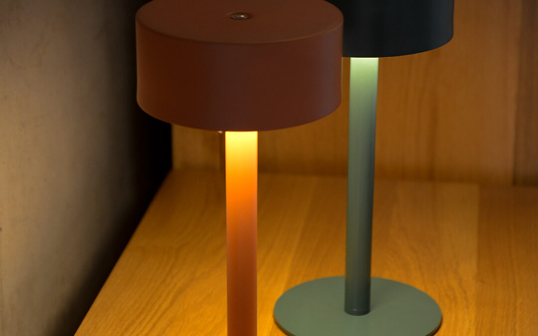 wireless lamp metal orange or green portrait