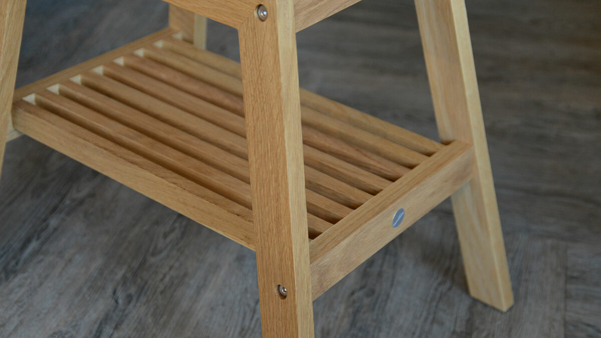 wireworks oak step stool close up side view