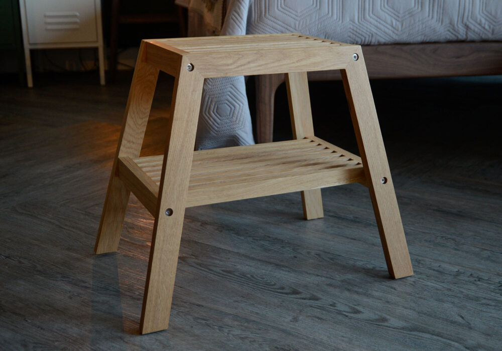 Solid Oak Step Stool Natural or Dark Oak Natural Bed Company