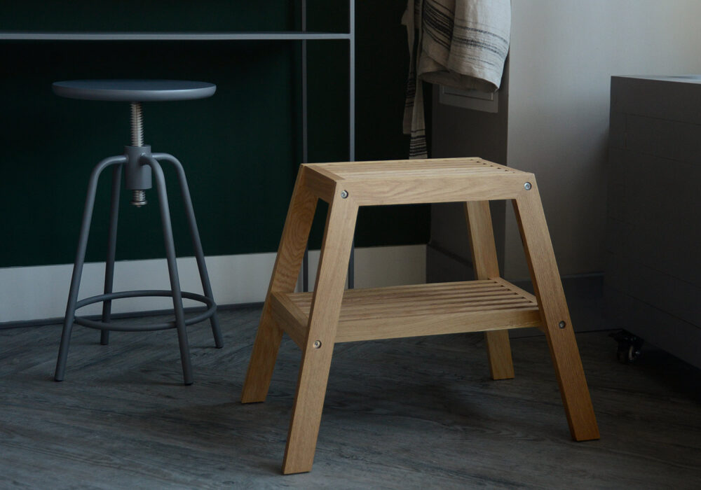 Solid Oak Step Stool Natural or Dark Oak Natural Bed Company