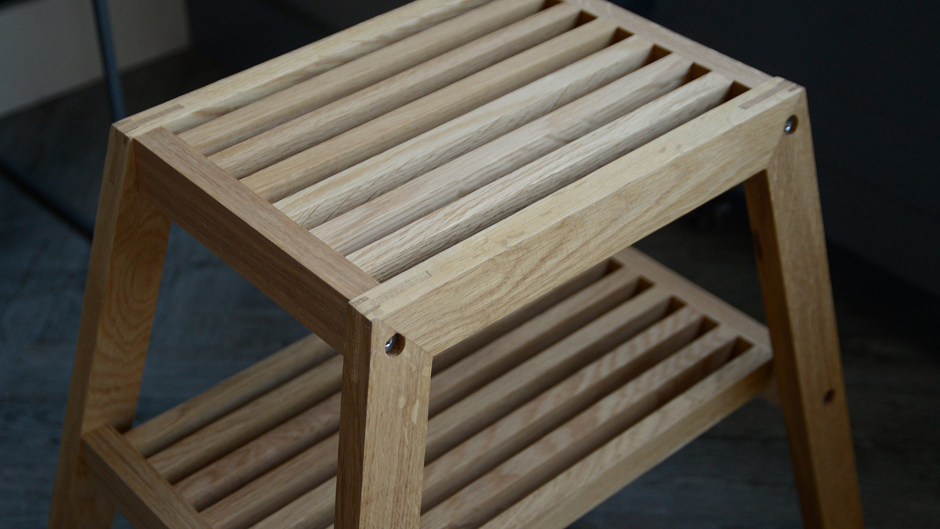 Solid Oak Step Stool Natural or Dark Oak