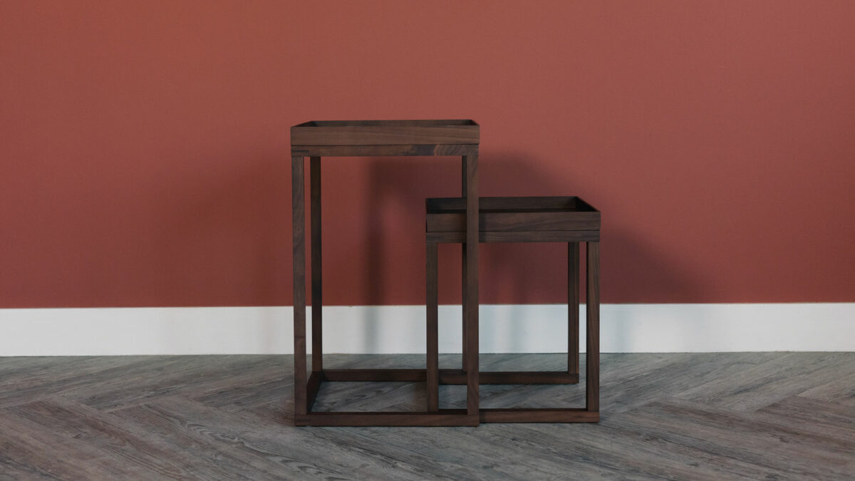 wireworks walnut nest of tables