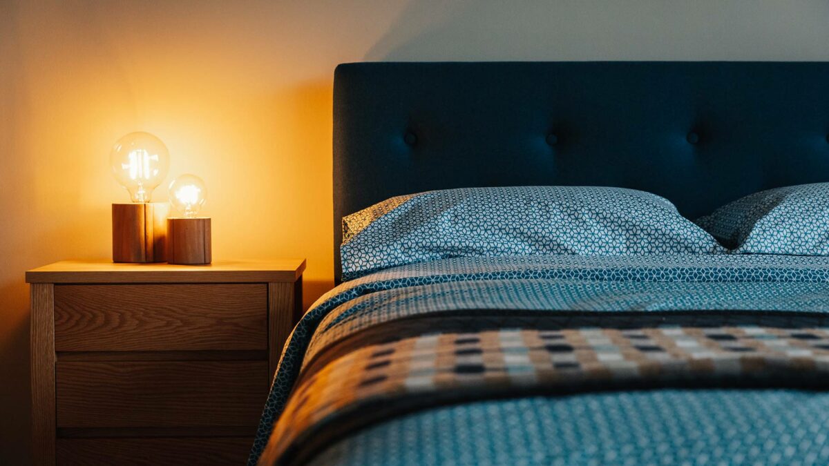 wooden bedside lights