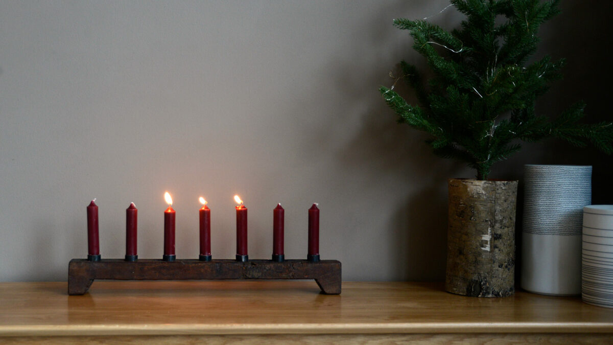wooden candelabra rustic finish