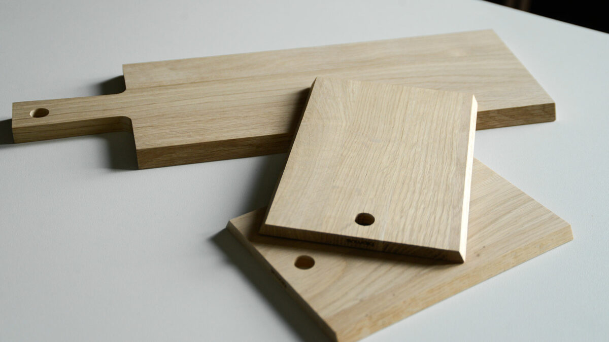 modern chopping or serving boards in oak