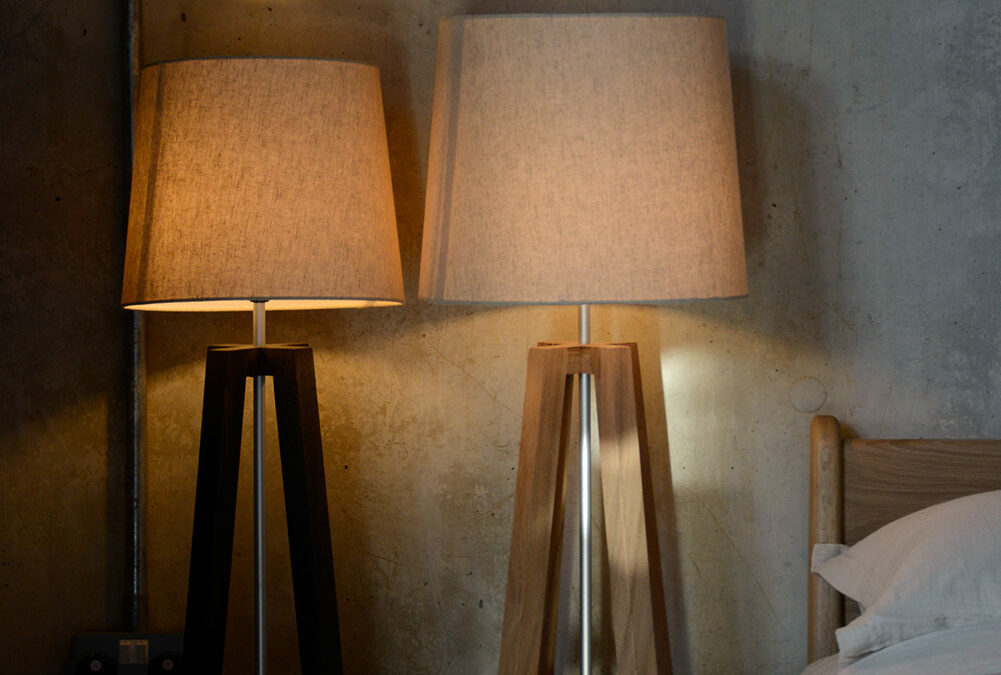wooden lamp bases with cross design portrait