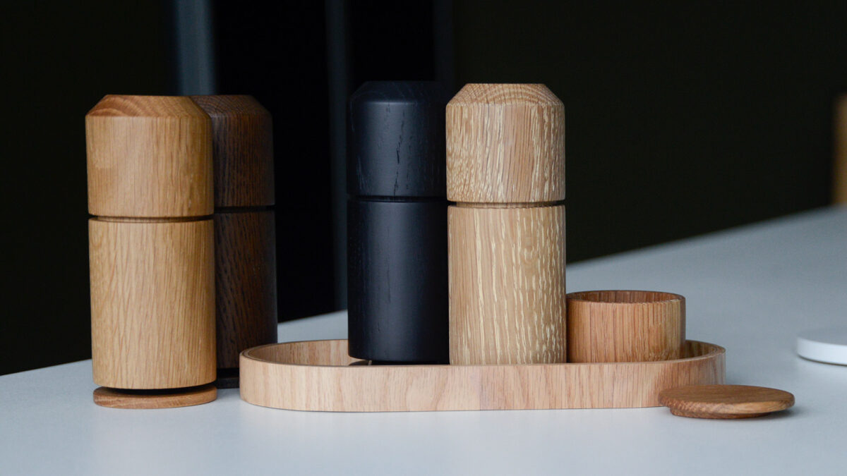 wooden salt pepper or spice grinders