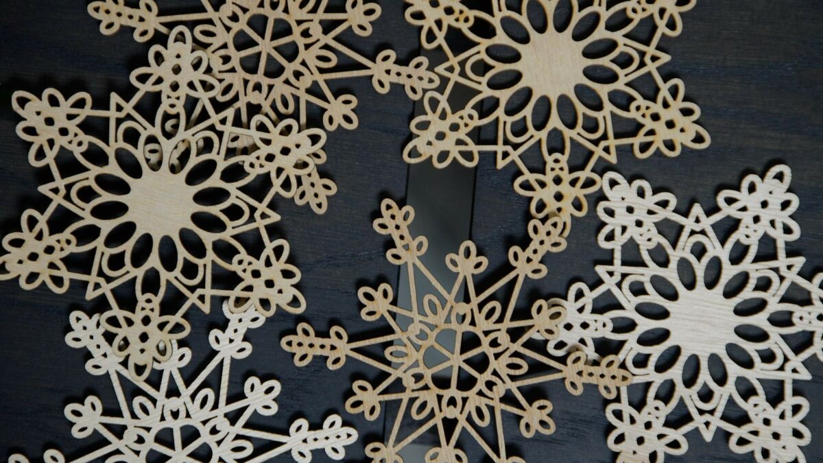 Nordic style wooden snowflake decorations