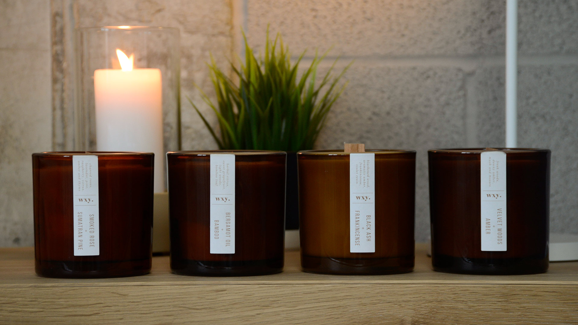 Scented Candles in Amber Glass Jars