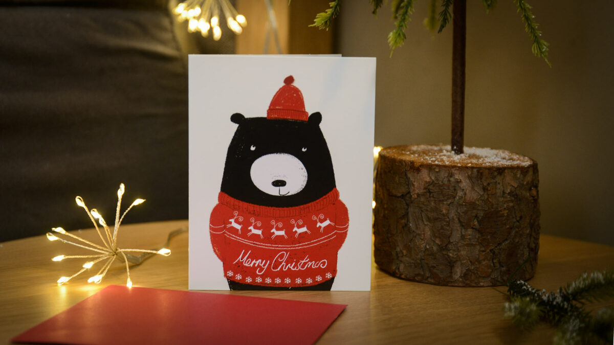 Christmas jumper bear card