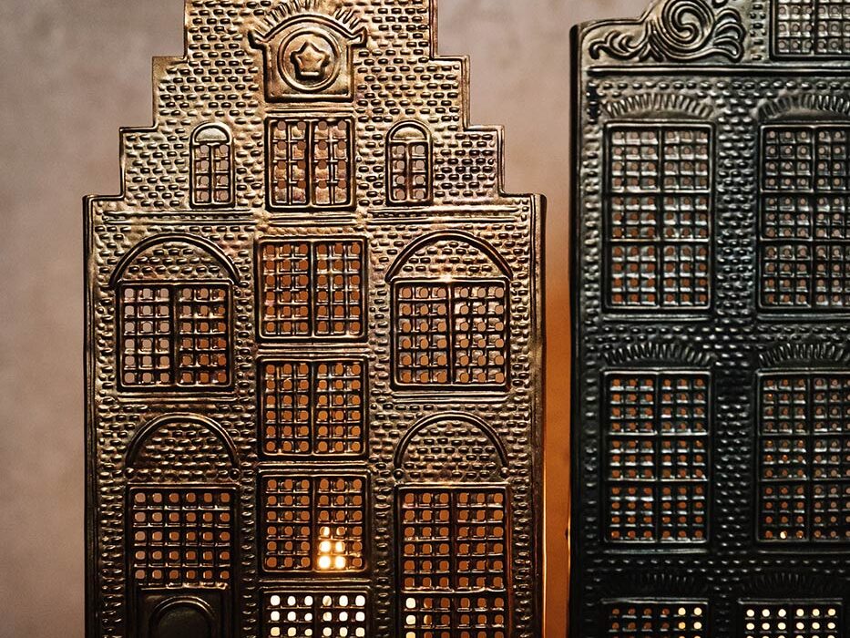 xmas candle lanterns house shape