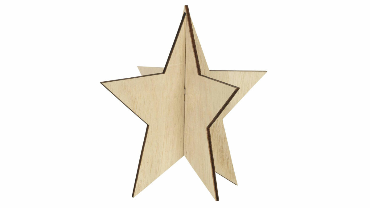 xmas decoration natural wood star cutout
