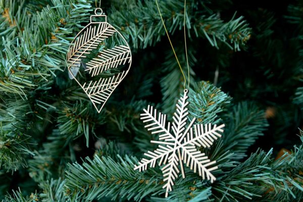 xmas tree decoration and snowflake