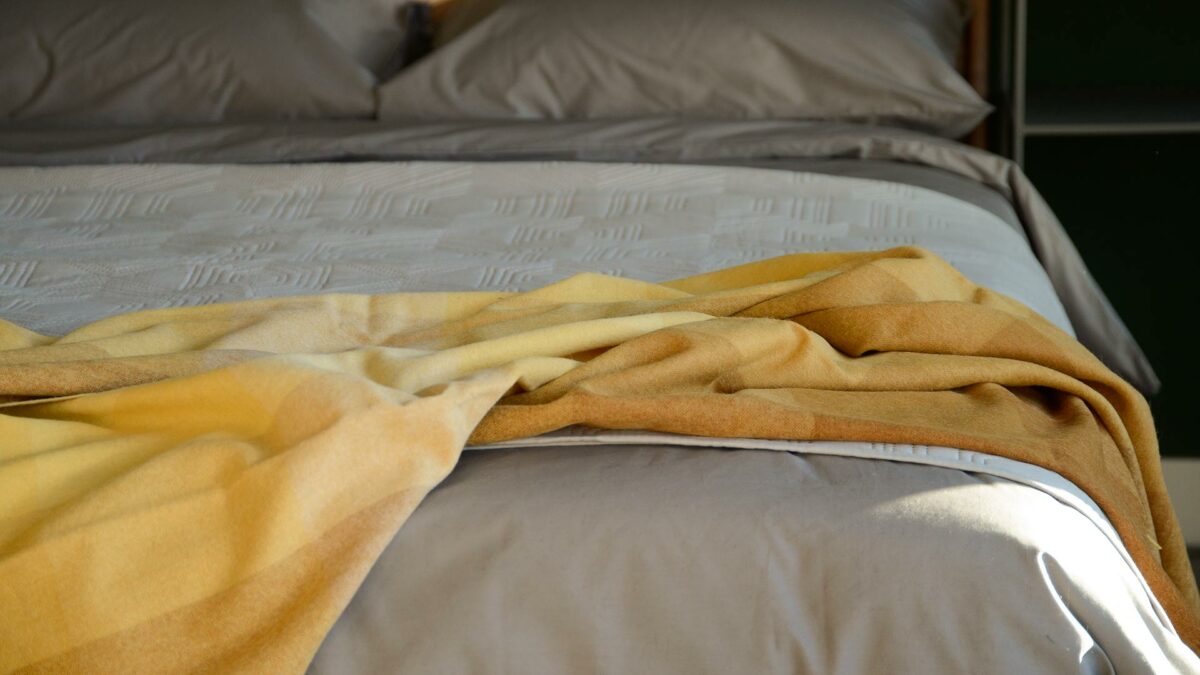 yellow colour block blanket