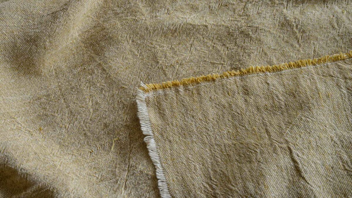 yellow corner detail cotton and linen blend large throw